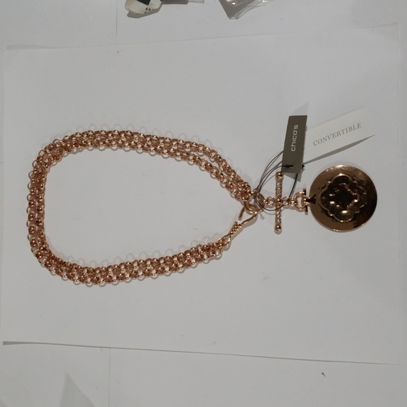 Chico's Rose Gold Crystal Convertible Necklace – Elegant Women's Fashion Jewelry - Picture 8 of 10